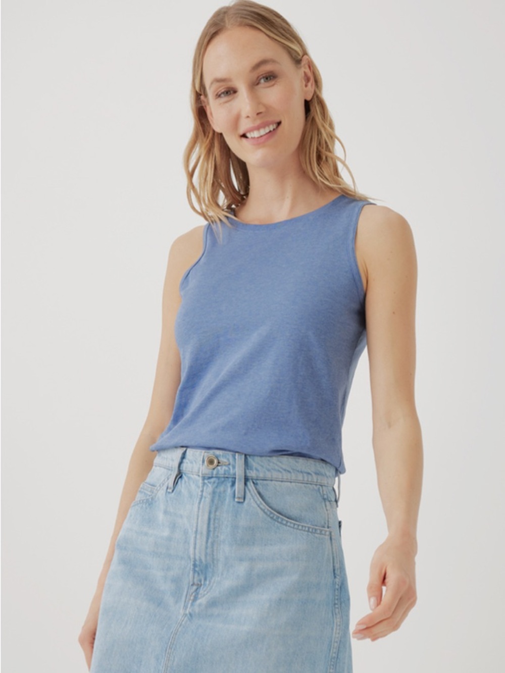 Pact Women's Wedgewood Heather Softspun High Neck Tank S